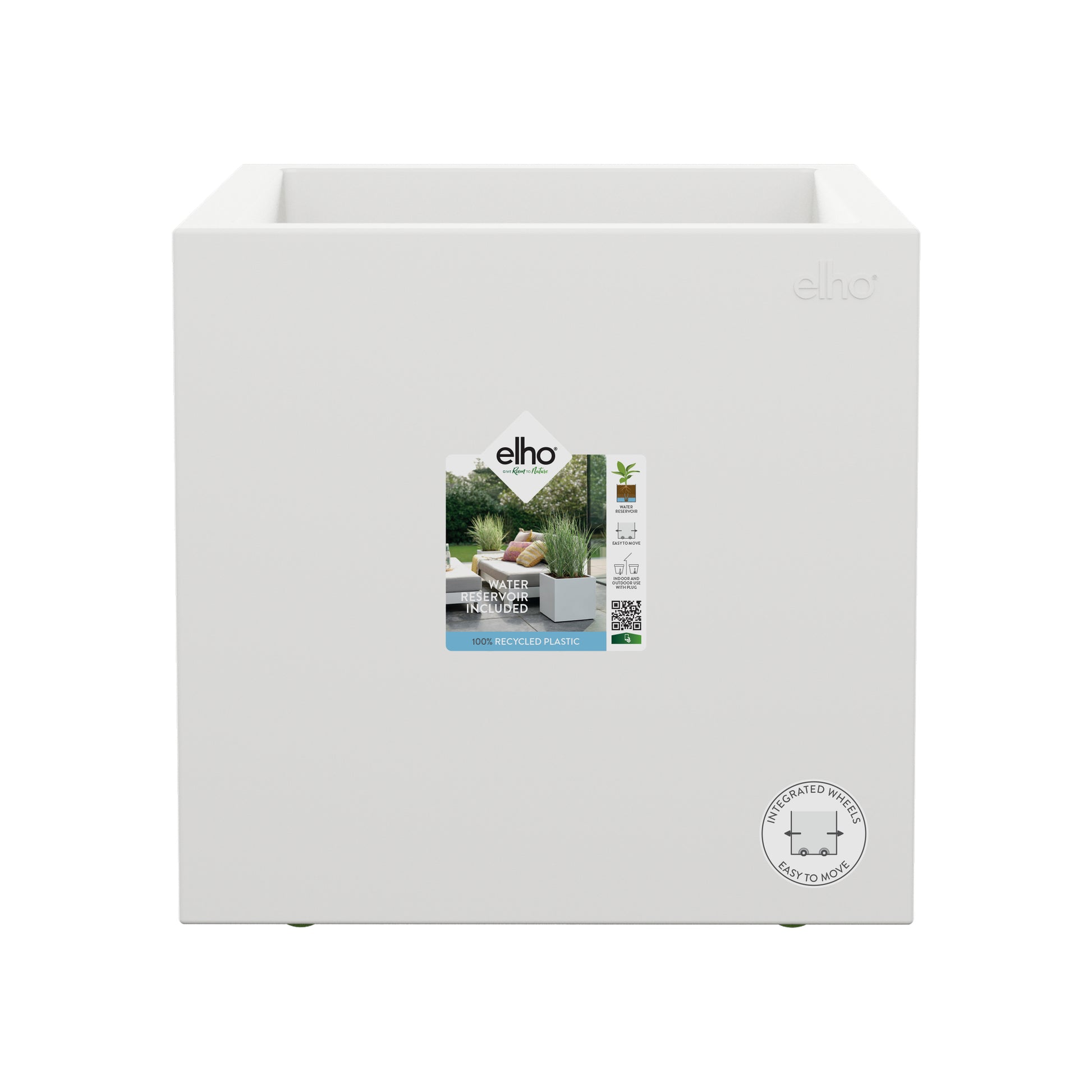 elho Vivo Next Quadrat 30 Pflanztopf – 30 × 29 × 30 cm – Kunststoff, weiss