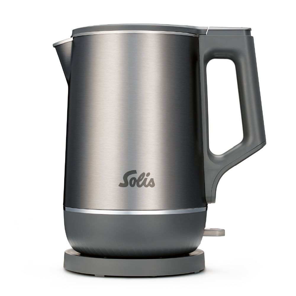 Solis Eco Boil Wasserkocher Typ 5520 – 1,7 l, Edelstahl, 1800 W, Grau, 360°-Sockel