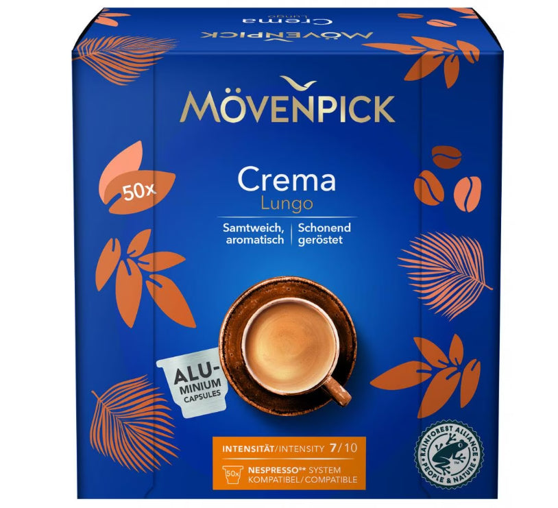 Mövenpick Crema Lungo – Kapseln für Nespresso – Intensität 7, 50 Kapseln