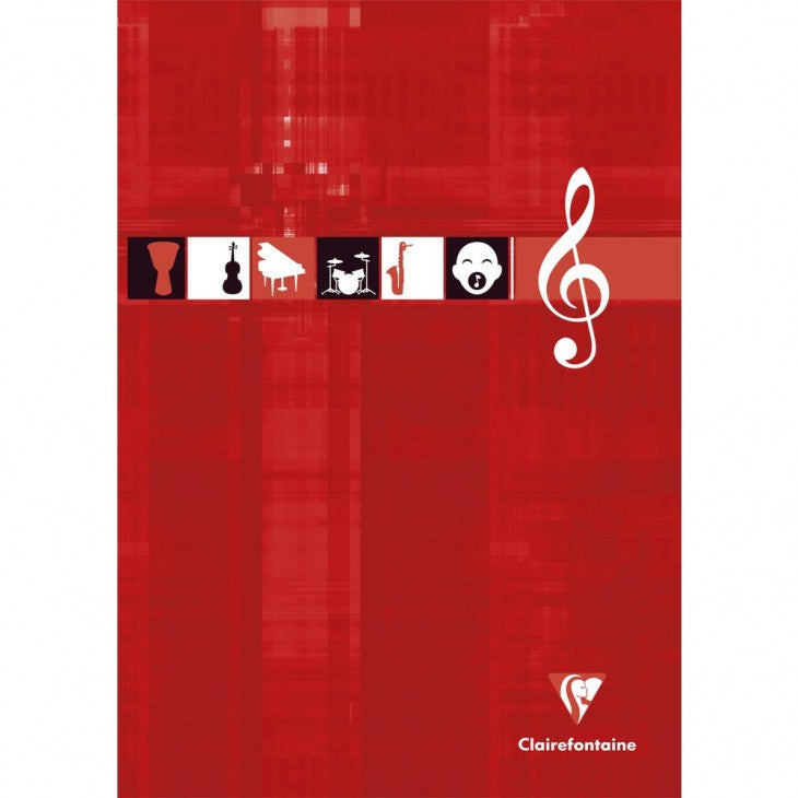 Clairefontaine Musiknotenblock, Leimbindung, Karton, 50 Blatt, 90 g/m² – sortiert (rot, grün, dunkelblau)