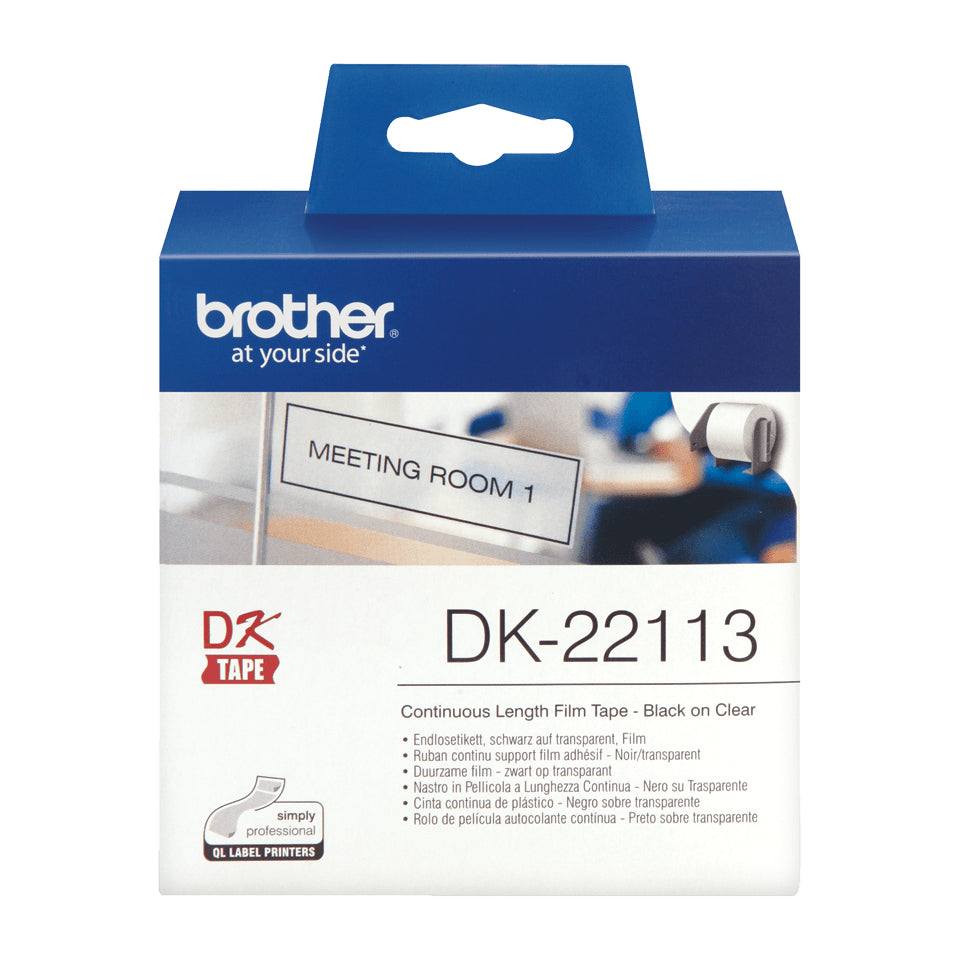 Brother Schriftband – 88 mm × 15,2 m, transparent – für Brother QL1050, QL1060N, QL500 und weitere – DK-22113