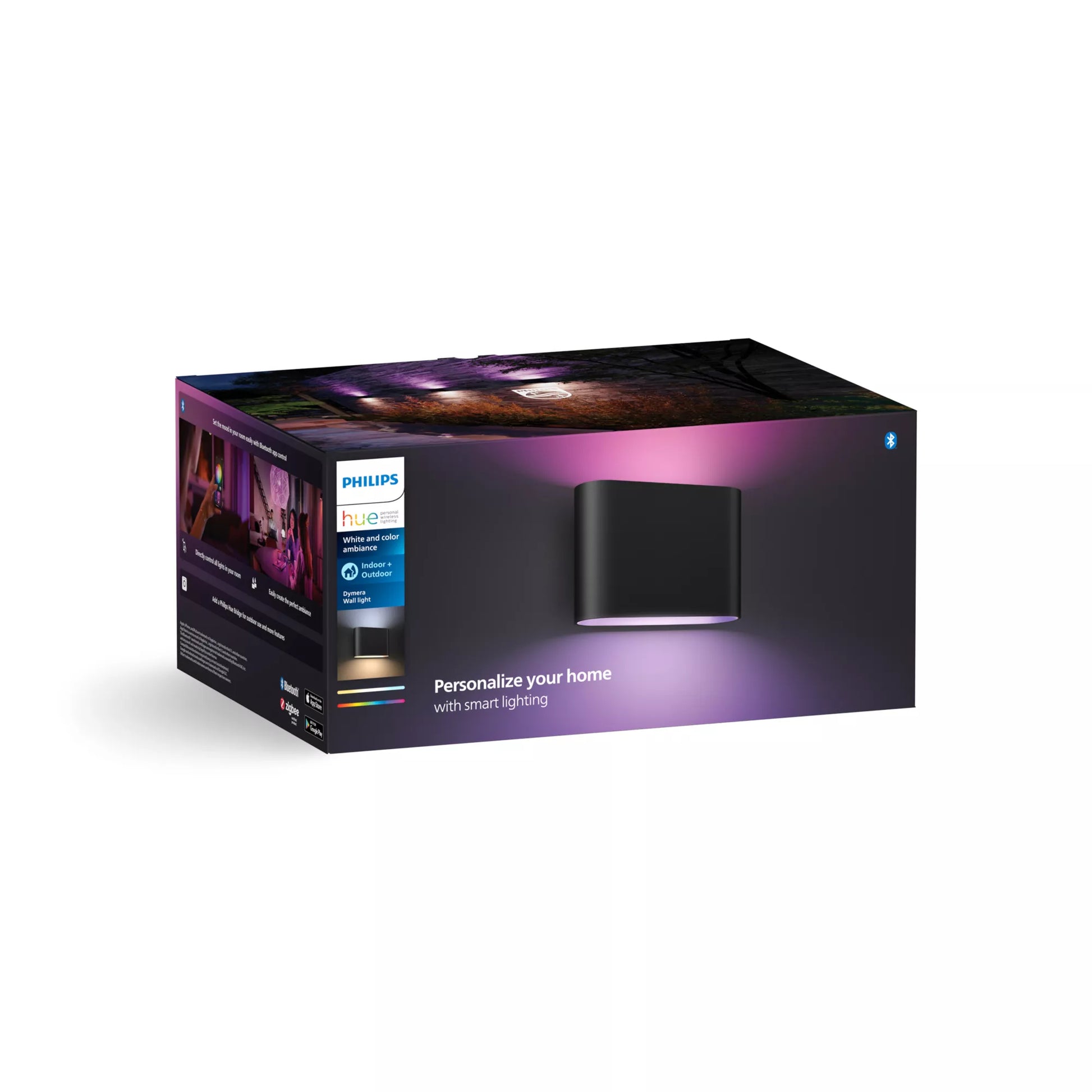 Philips by Signify Philips Hue Aussenwandleuchte – IP44, Netzbetrieb, Bluetooth, für Philips Hue, dimmbar, Schwarz, Metall