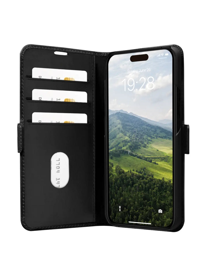 dbramante1928 Copenhagen Wallethülle – für Samsung Galaxy Z Fold 4, 3 Kartenfächer, Leder, Schwarz