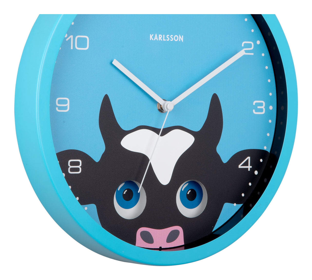 Karlsson Wanduhr Kuh, Blau, Metall