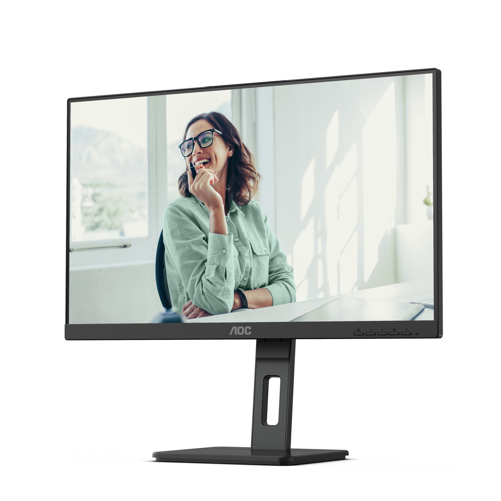 AOC Monitor, 23,8", 300 cd/m², Daisy Chain, USB-C, USB-Hub, Integrierte Lautsprecher, VESA 100 × 100, Schwarz