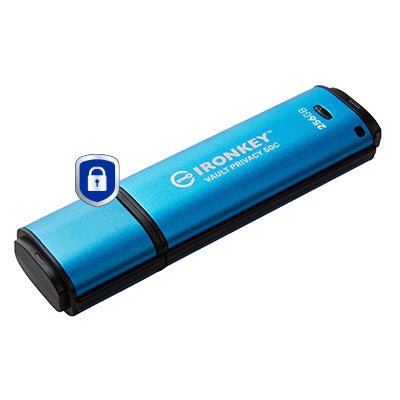Kingston Technology Kingston IronKey Vault P 50C USB-Stick – 256 GB, USB-C, AES-256 (FIPS 197) verschlüsselt