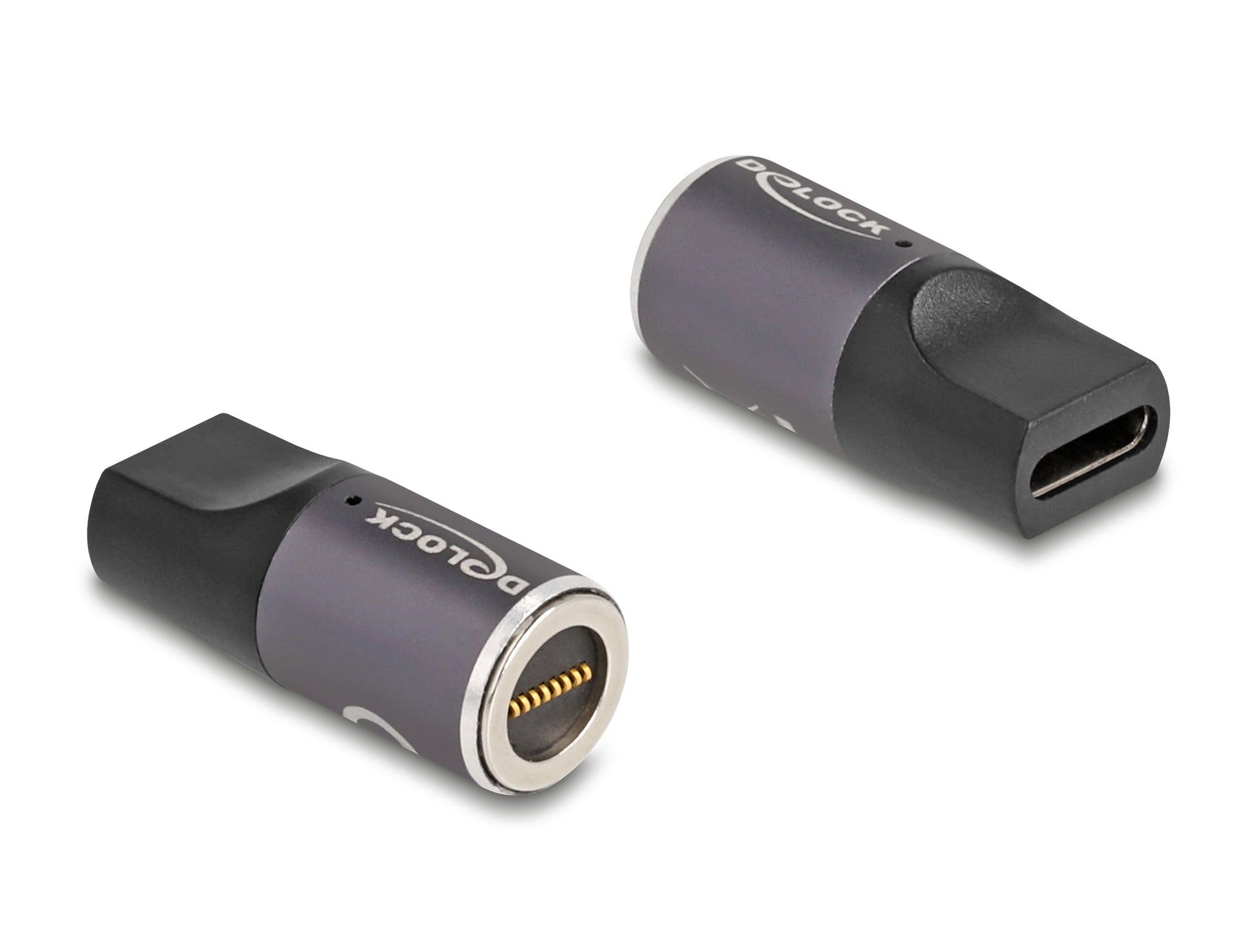 DeLOCK USB-C zu magnetischem 8-Pin Adapter – 20 V, 3 A – Anthrazit/Schwarz