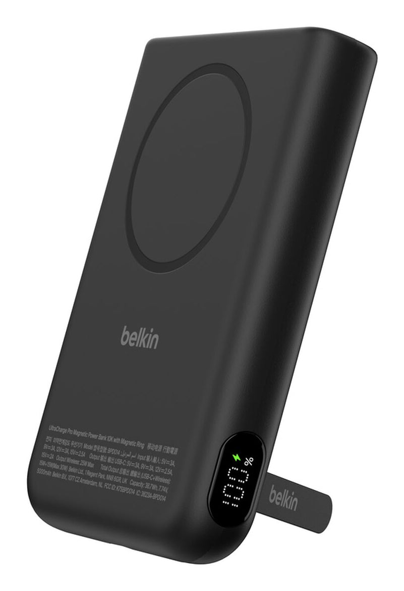 Belkin BPD014hqBK MagSafe Powerbank 10'000 mAh – 30 W PD, Kabellos 25 W, 1× USB-C, Schwarz