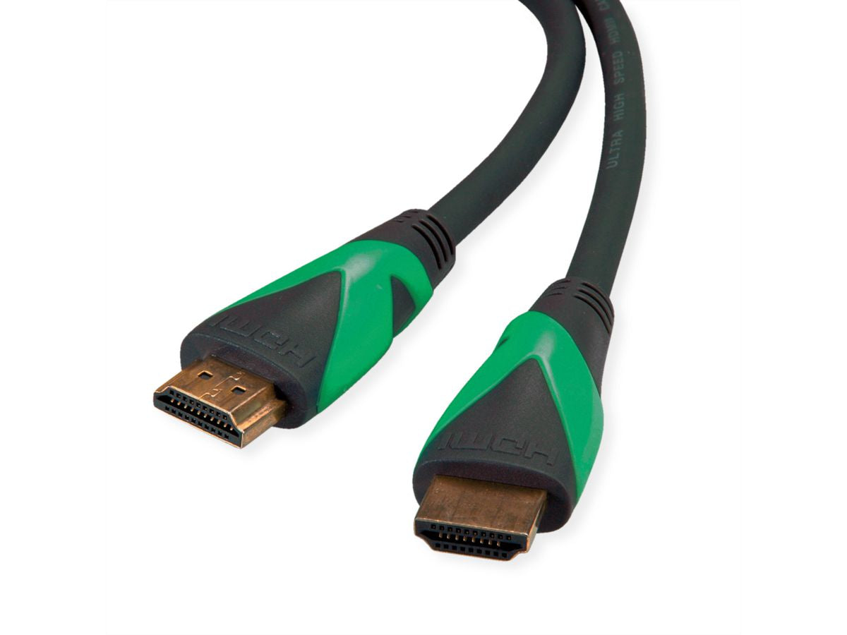 ROLINE GREEN HDMI Kabel HDMI 2.1 8K 60 Hz – 3 m – HDR, ARC – Schwarz/Grün