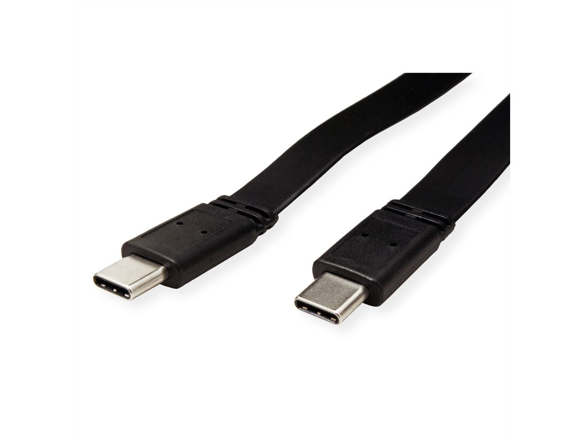 VALUE USB-C auf USB-C Kabel – USB4 40 Gbit/s – 0,5 m – PD 100 W – extra-flach – Schwarz