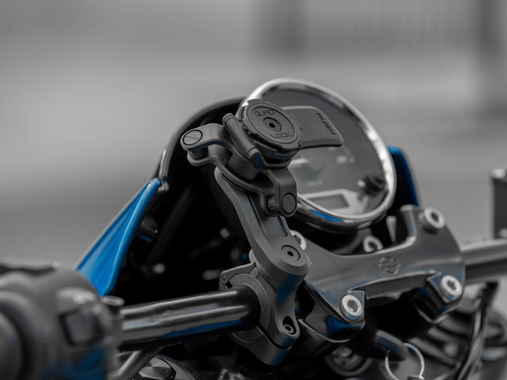 Quad Lock Motorrad-Lenkerhalterung Pro, Klemmhalterung, 360° drehbar – für Quad Lock Cases – Schwarz/Chrom