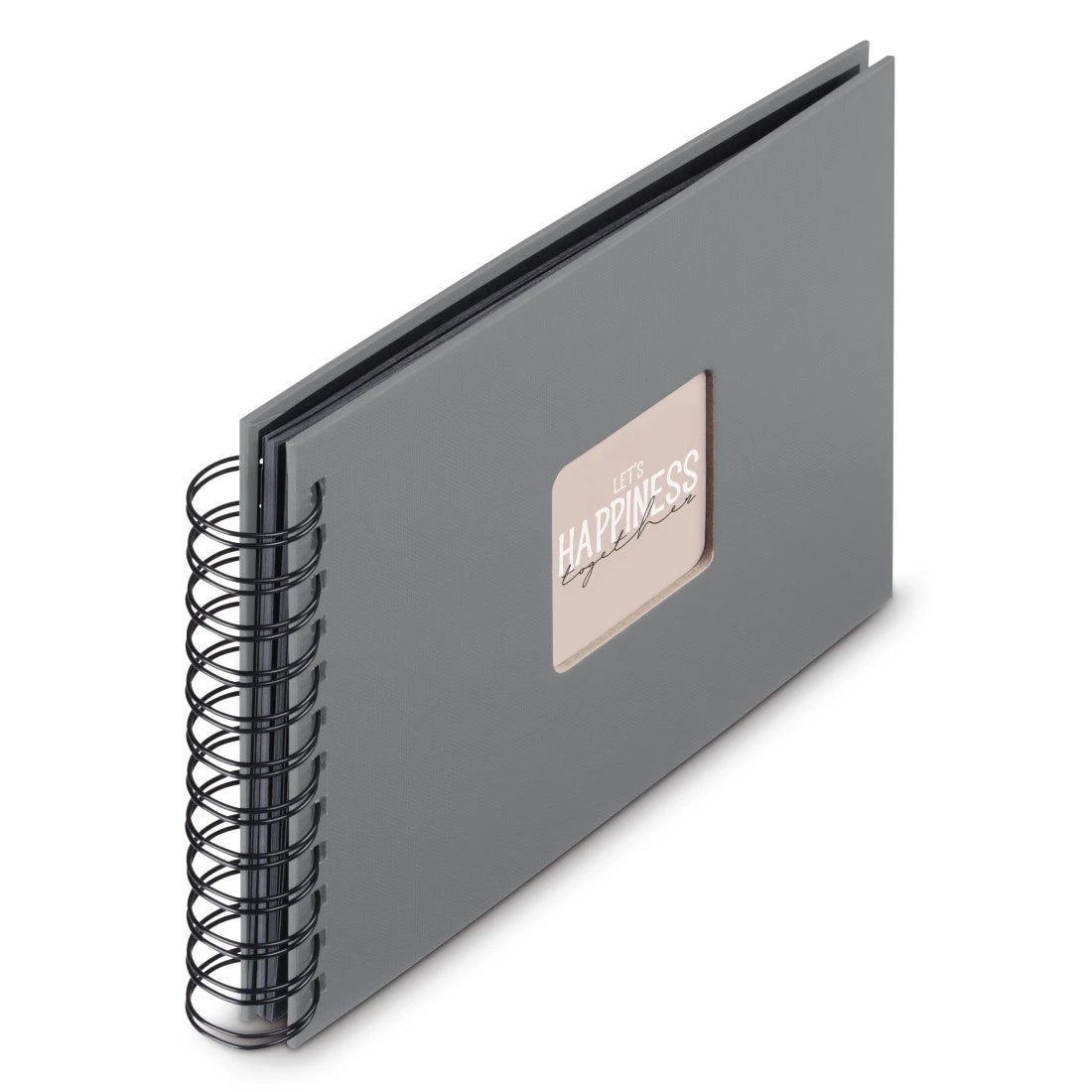 Hama Fotobuch, Spiralbindung, Schwarz, 24 × 17 cm, Papier, Grau, mit Einstecktasche
