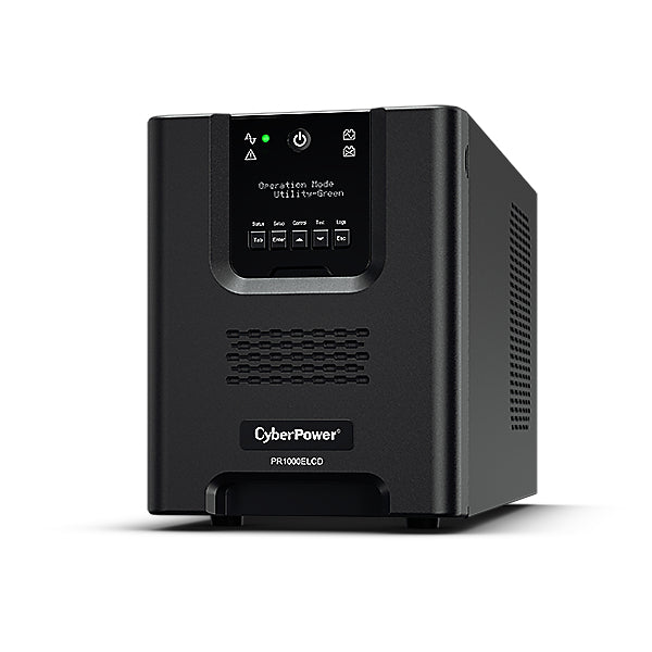 CyberPower PR1000ELCD USV 1 kVA/900 W Line-Interaktiv – Tower – C13×8, Eingang IEC C14, schwarz