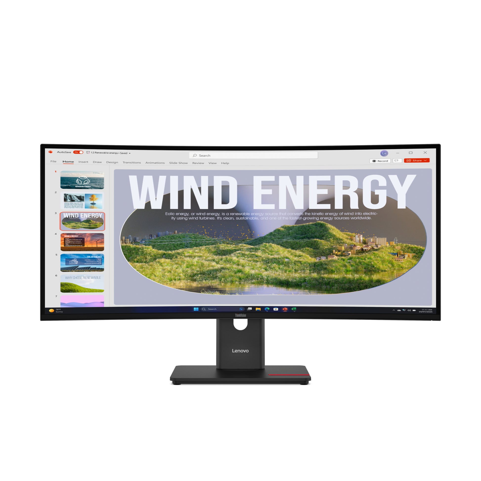 Lenovo ThinkVision T34WD-40 34" Curved, 3440 x 1440 (UWQHD), VA, 120 Hz, USB-C 100 W, LAN, HDR10
