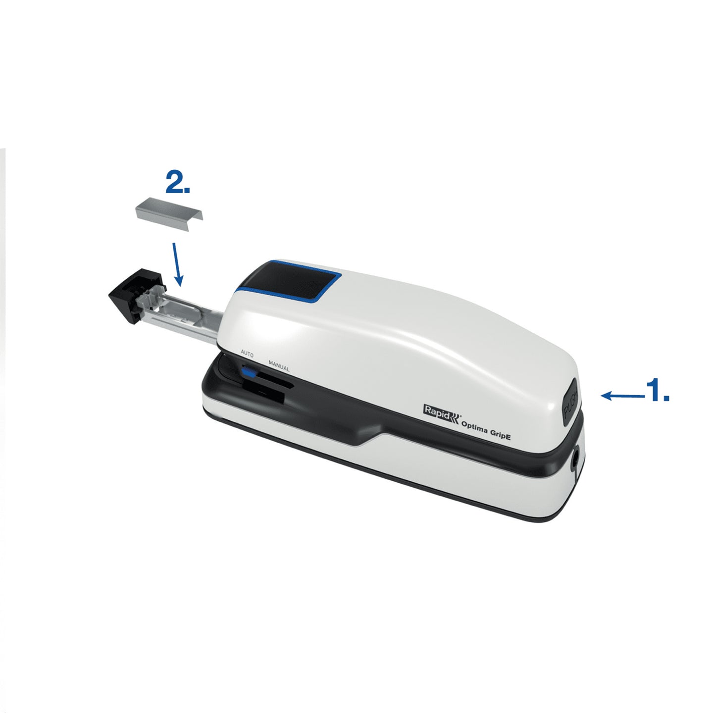 Rapid Optima Grip – Elektrischer Hefter, 20 Blatt, Einlegetiefe 26 mm, Schwarz/Silber