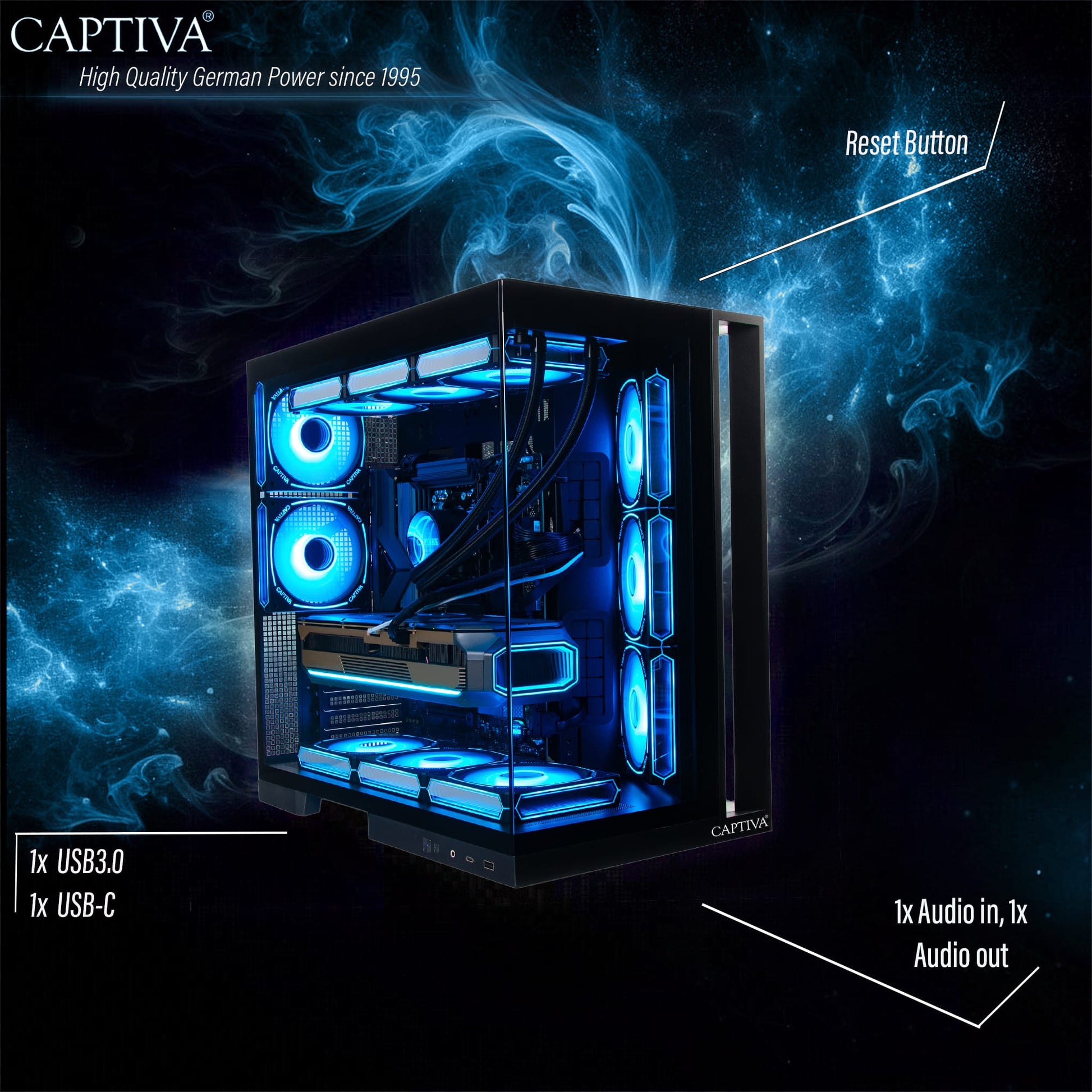 Captiva Highend Gaming R10-3419 Tower – AMD Ryzen 7 9800X3D, 32 GB RAM, 2 TB SSD, Windows 11 Home