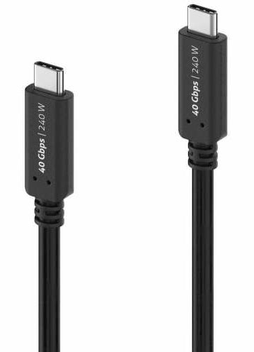 PureLink USB-C auf USB-C Kabel – USB4 40 Gbit/s – 0,5 m – PD 240 W – Goldstecker, PVC-Mantel – Schwarz