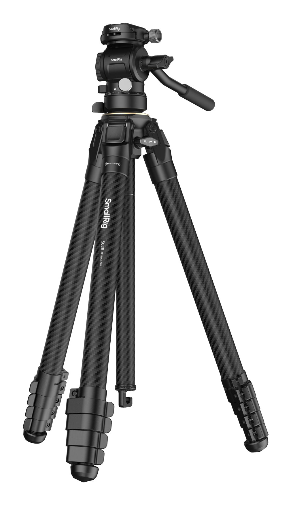 SmallRig 5028 Stativ – Karbonfaser/Aluminium, Kugelkopf, 158 cm ausgefahren, 10 kg Traglast – Schwarz