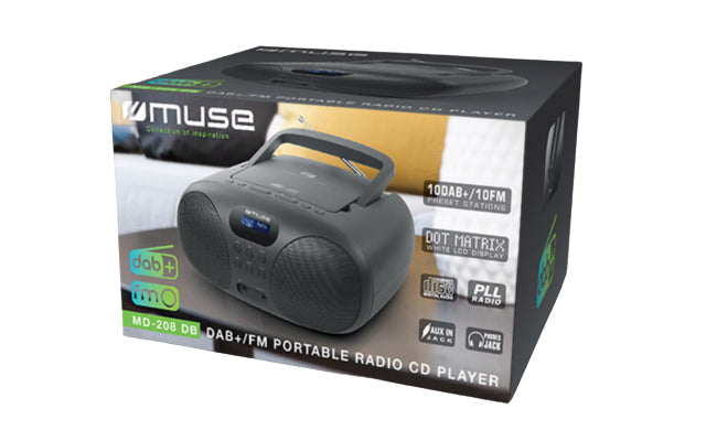 Muse MD-208 DB – Portabler CD-Player, DAB+/UKW, AUX – Schwarz