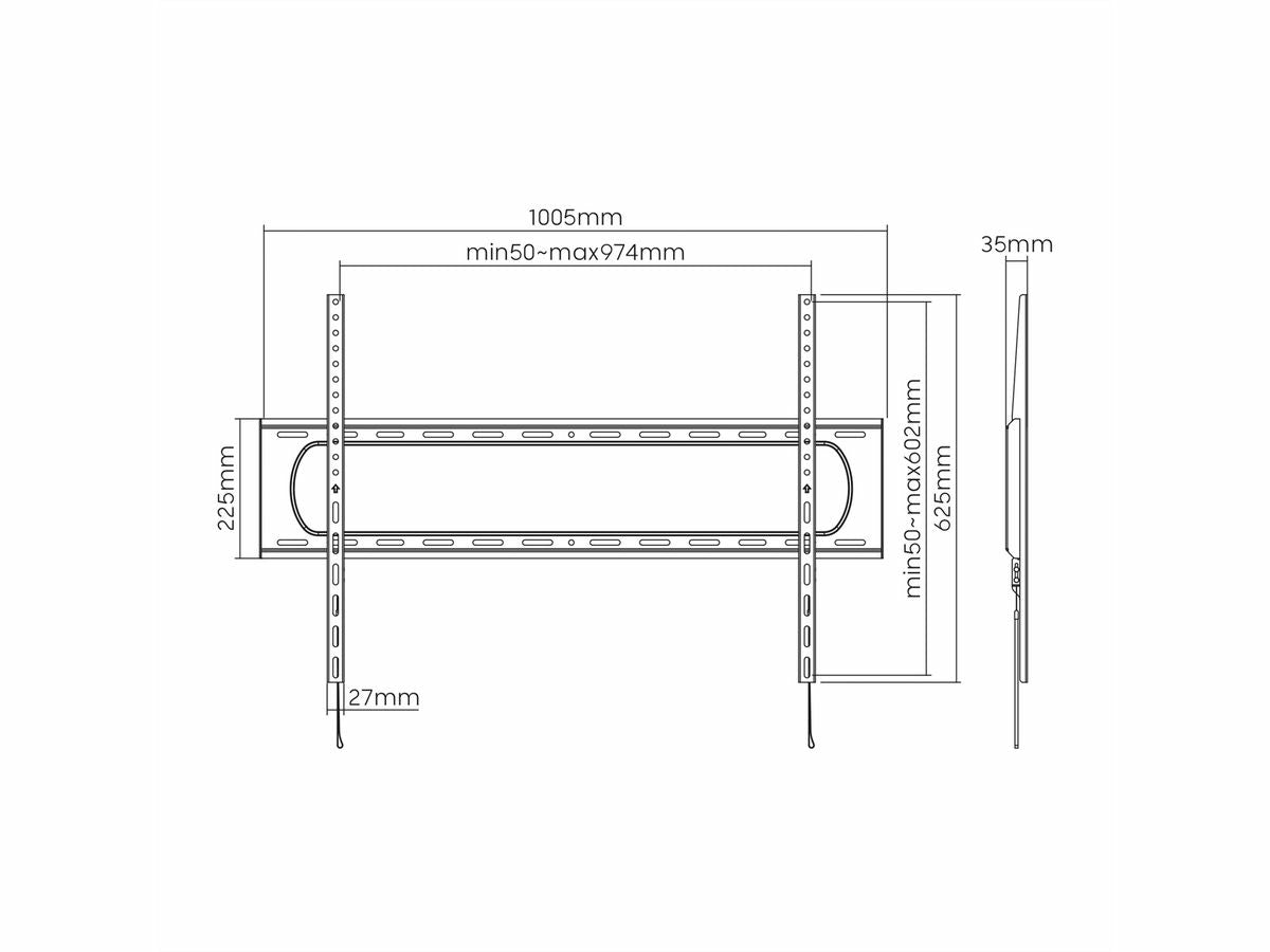 VALUE Wandhalterung – Neigbar – 60–120" – VESA 75×75–900×600 – bis 120 kg, Höhenverstellbar – Schwarz