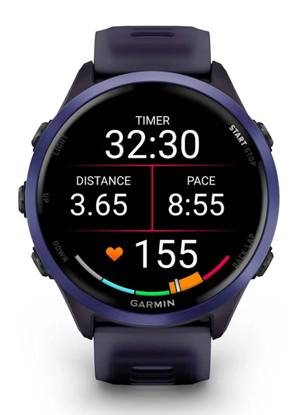 Garmin Forerunner 570 47 mm GPS – Aluminium, Sportarmband Lila, 50 m, für Android und iOS