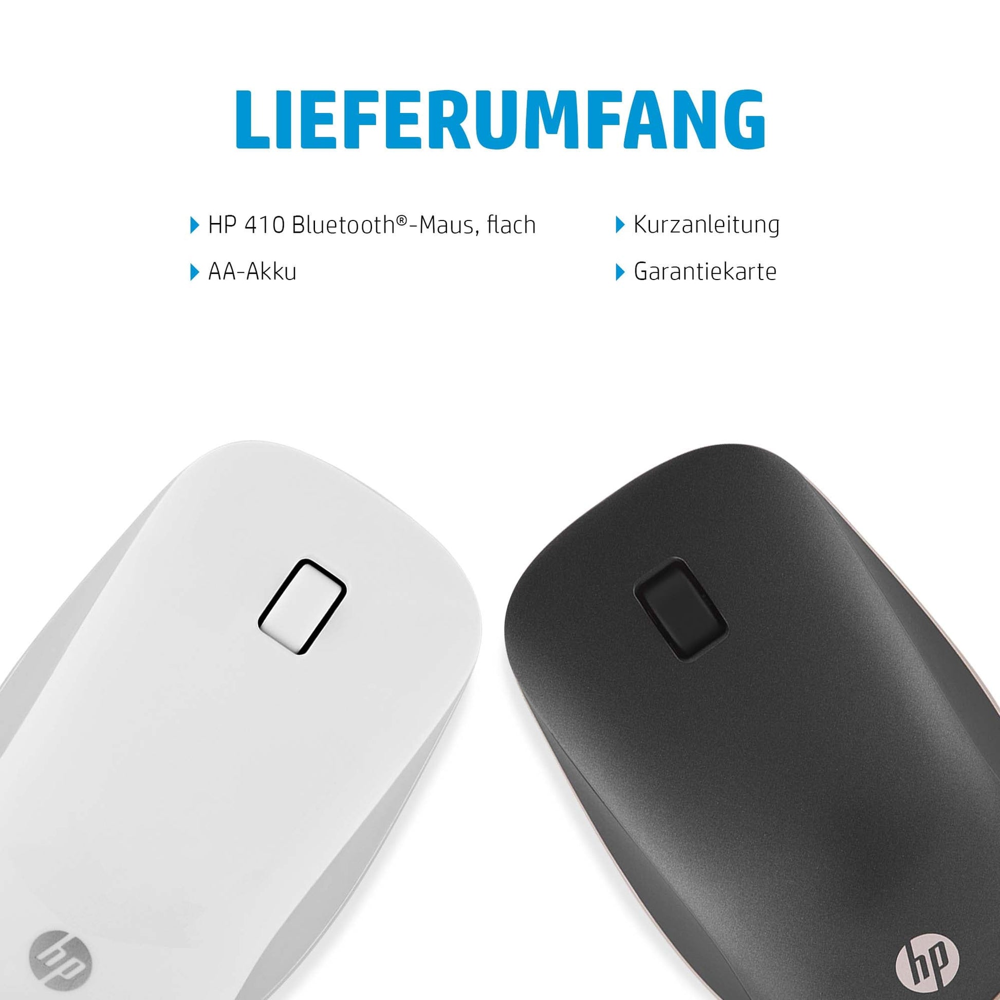 HP 410 Slim – Maus – Kabellos (Bluetooth), 2000 DPI, beidhändig, Schwarz, Silber