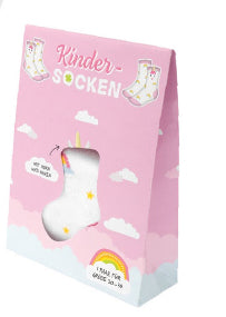 Sheepworld Zaubersocken Einhorn – Grösse 30–35, Weiss, 80% Baumwolle/15% Nylon/5% Elasthan, 4 Paar