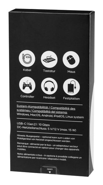 ONIT F01695 USB-Hub – USB-C, 7 Ports, 10 Gbit/s, für Windows/Mac/ChromeOS