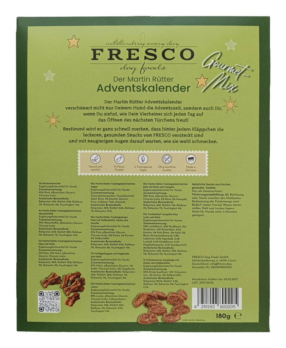 Fresco Adventskalender Gourmet Mix – für Hunde, befüllt – 180 g