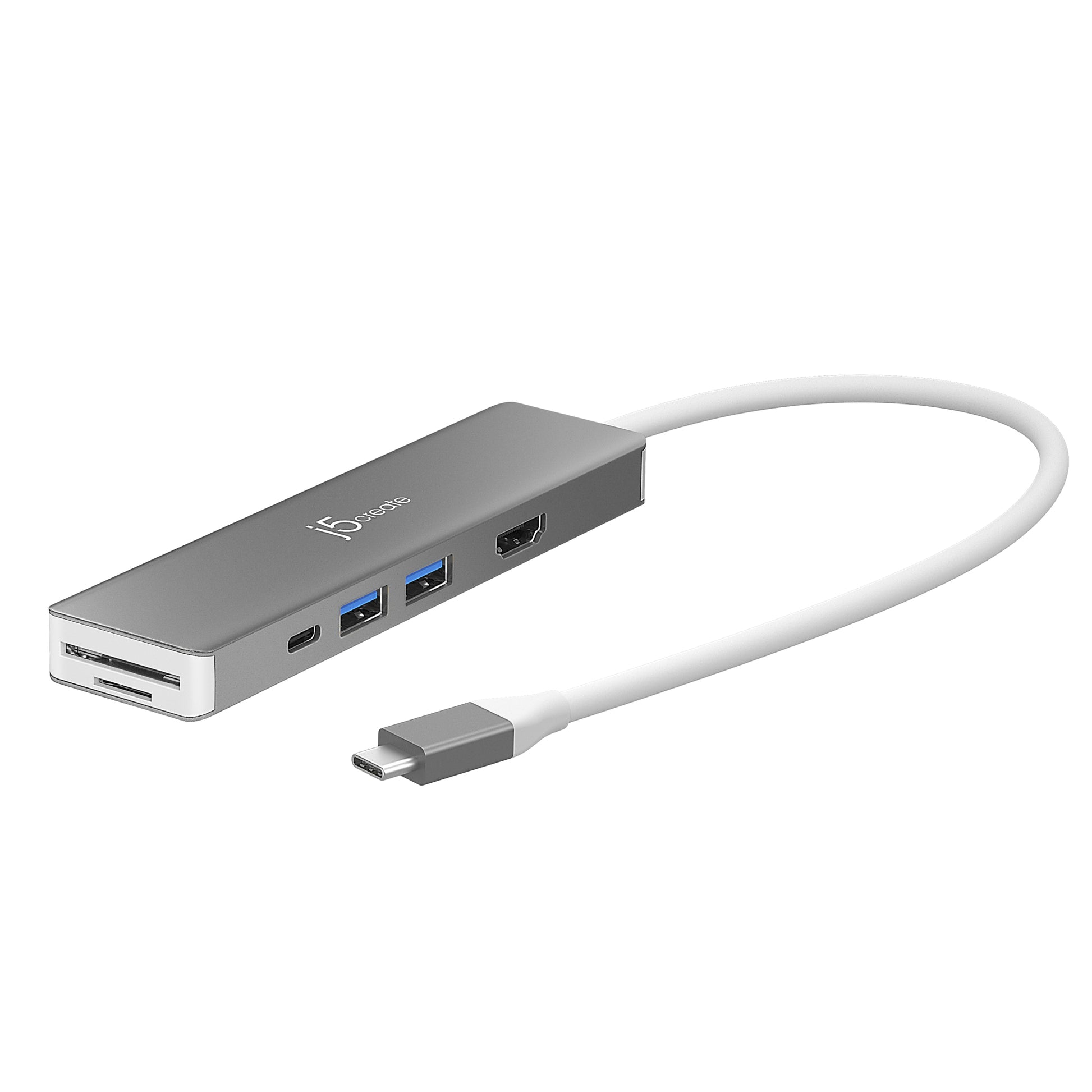 j5create JCD390-N Multiport-Adapter – USB-C, HDMI, 2× USB-A, 2× USB-C, 100 W PD, für Windows/Mac