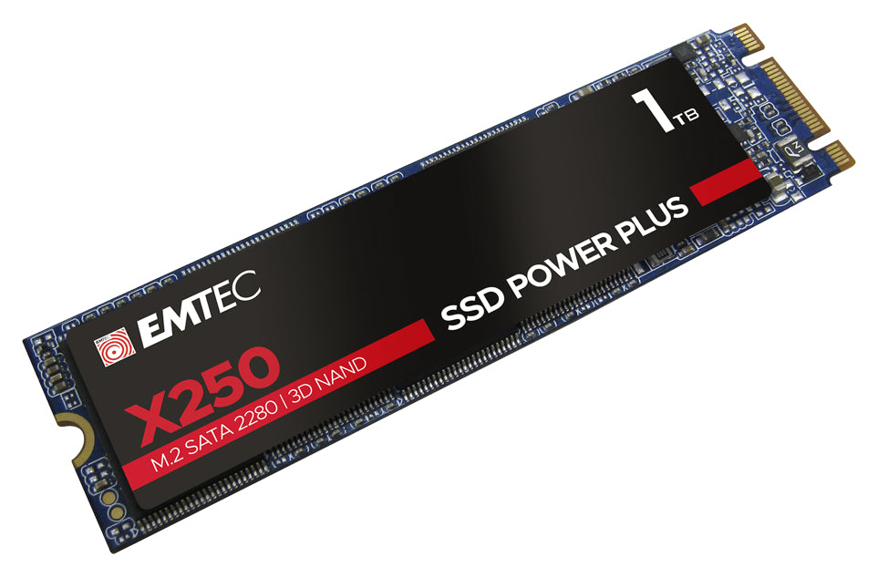 Emtec X250 Intern (ECSSD1TX250) – M.2 SATA SSD, 520 MB/s Lesen, 500 MB/s Schreiben, für PC