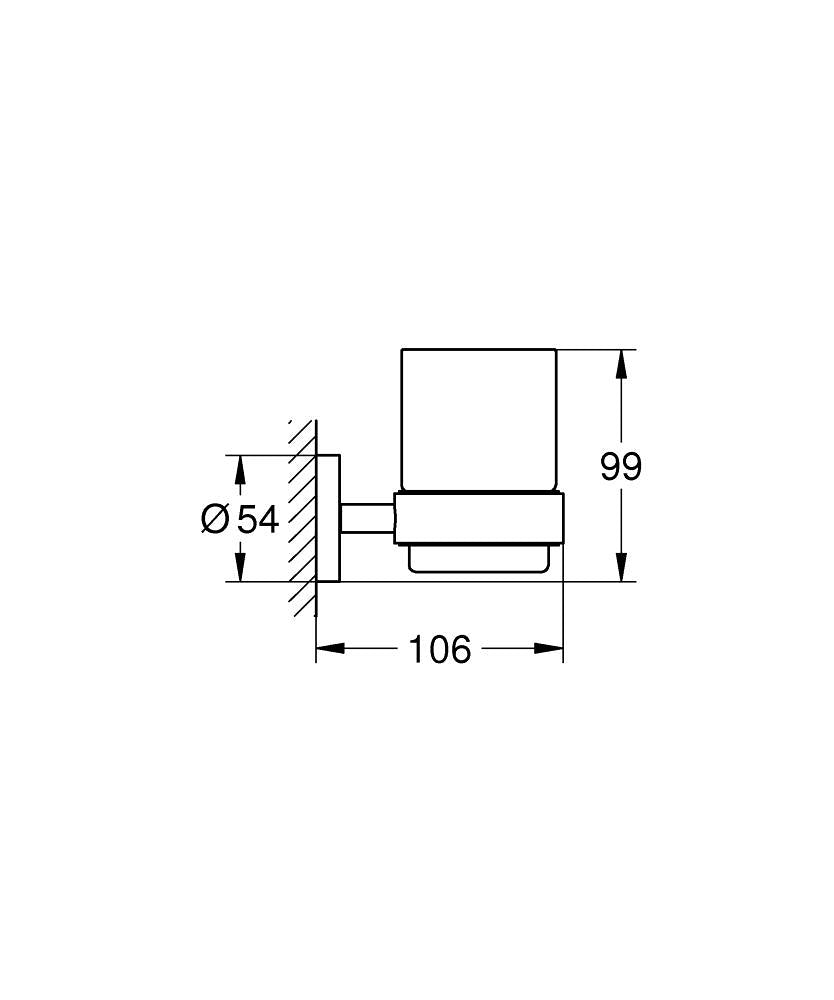 GROHE Start Zahnputzbecher – 10,6×9,9×10,6 cm, Metall/Glas/Kunststoff, Wandmontiert, Transparent/Schwarz