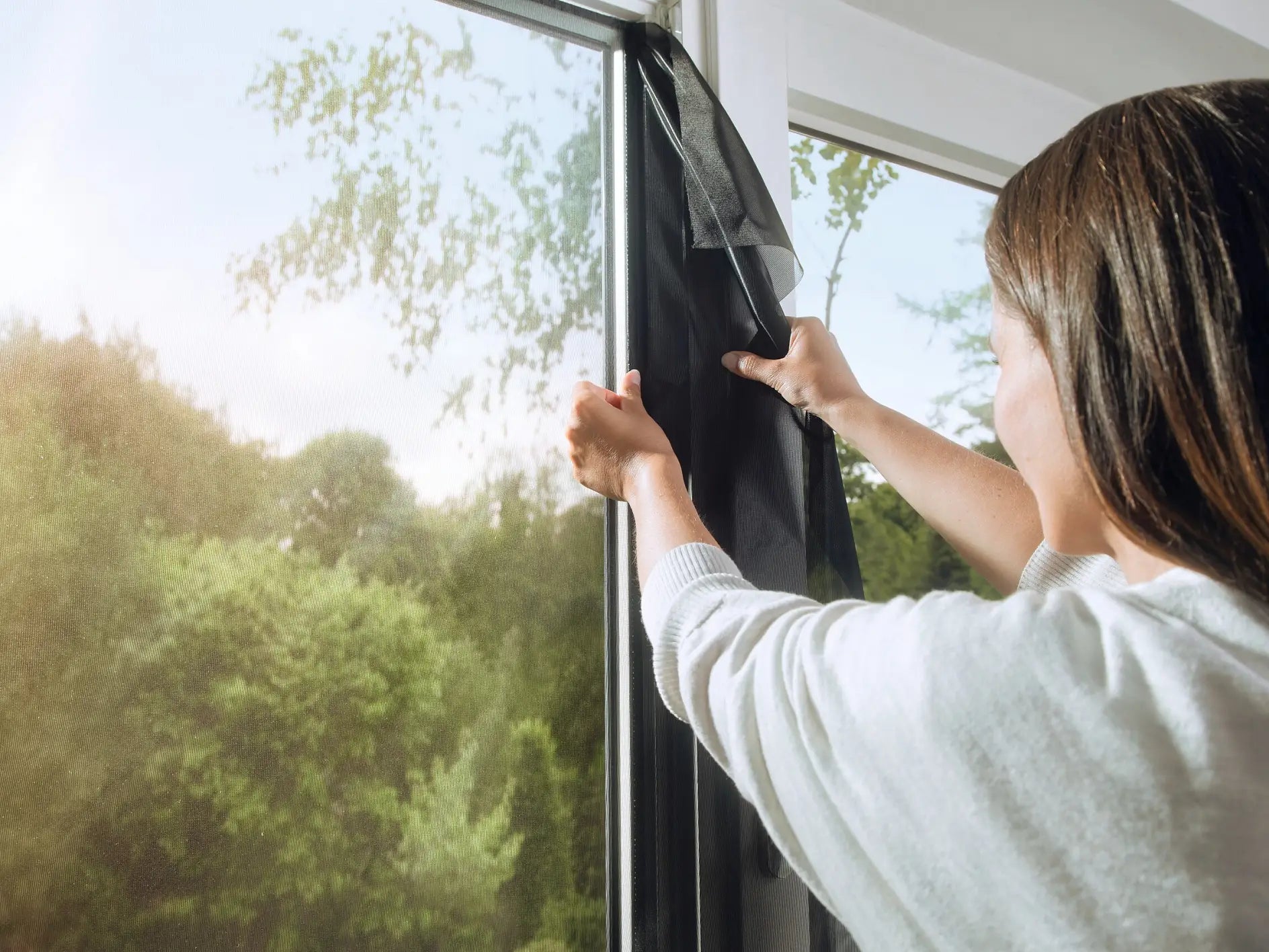 TESA Fenster-Fliegengitter – 120 × 240 cm – Anthrazit – Polyester – Klettband – Für Fenster