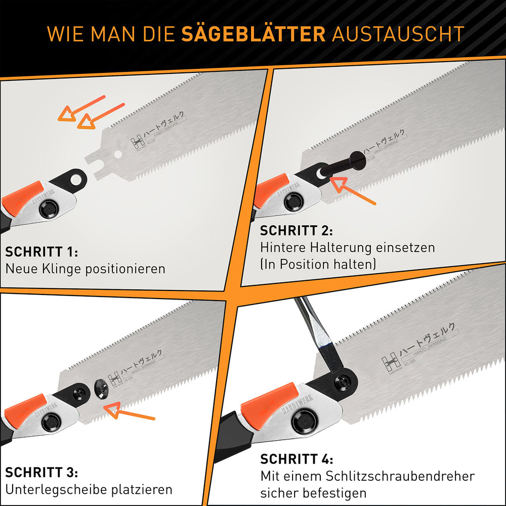 Hardtwerk Ersatz-Sägeblatt 240 mm Karbonstahl – für Hanzo Japansäge