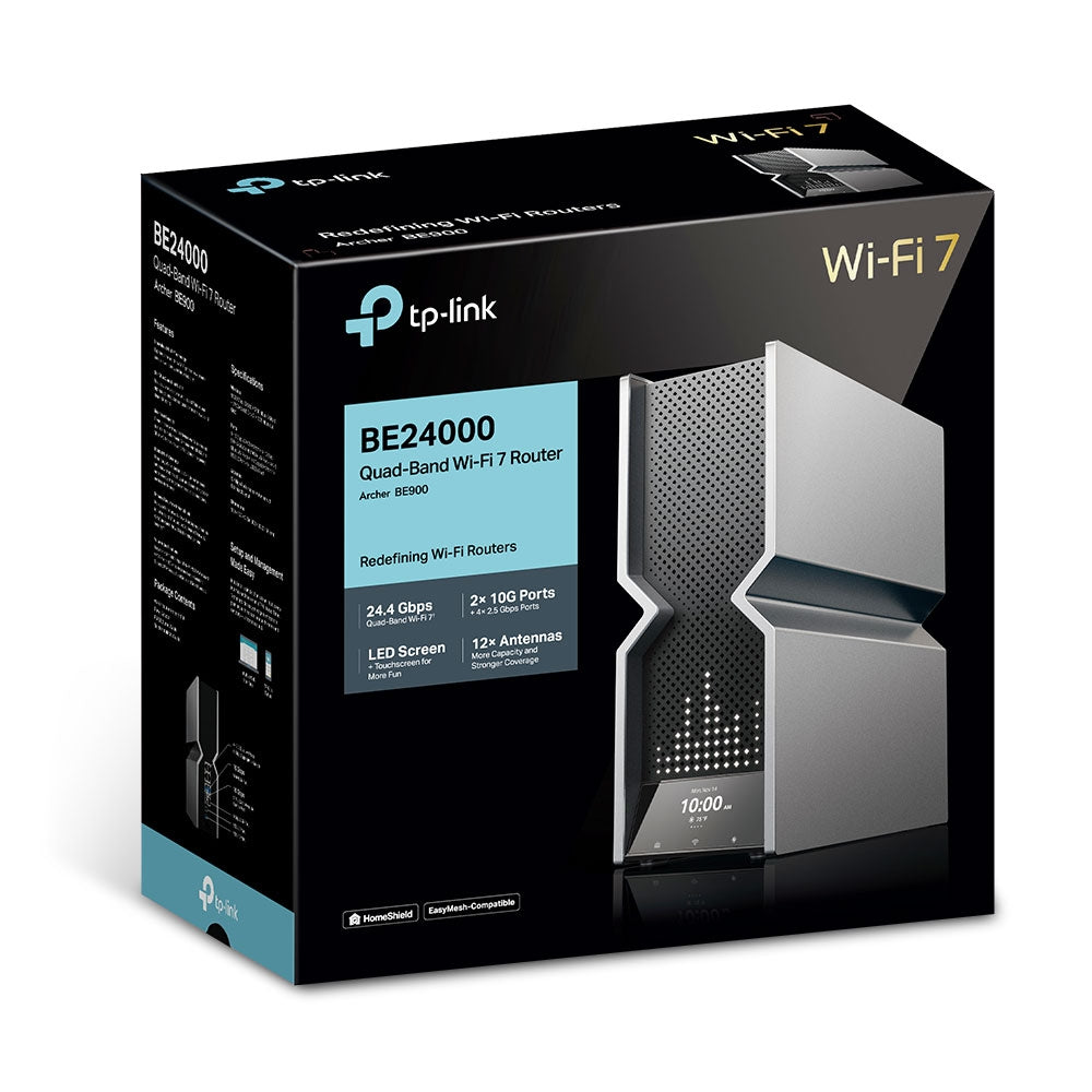 TP-Link Archer BE900 – WLAN-Router – Wi-Fi 7 Quad-Band (2,4/5/5/6 GHz), 24,0 Gbit/s, 10GbE
