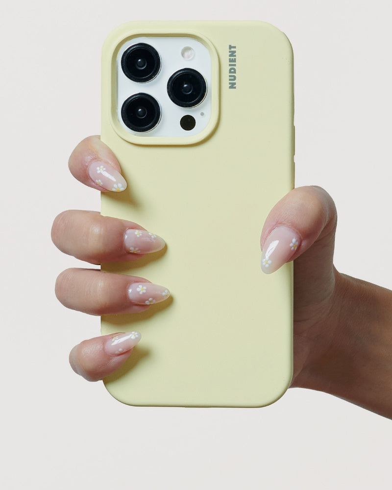 NUDIENT Base Case – Rückcover – für Apple iPhone 15 Plus – Silikon, Blassgelb