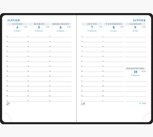 Exacompta Horizons 15 – Wochenagenda 2027, 1 Woche/2 Seiten, 10,5 × 15,5 cm, Cassandra