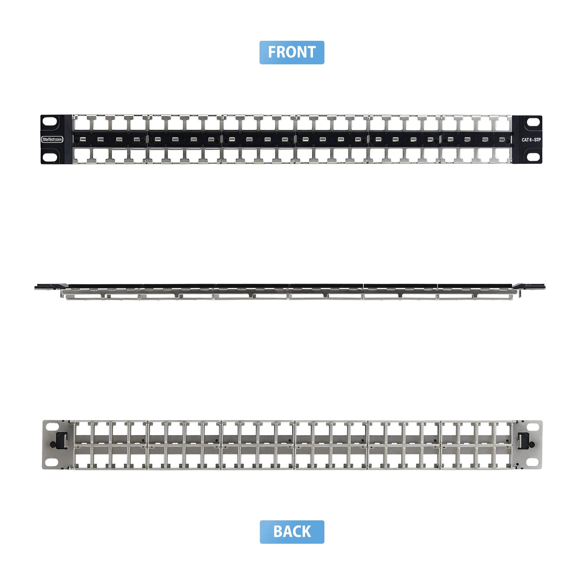 StarTech.com Keystone Patchpanel – 48× RJ-45, Cat6a/Cat8, 19", 1U, Schwarz