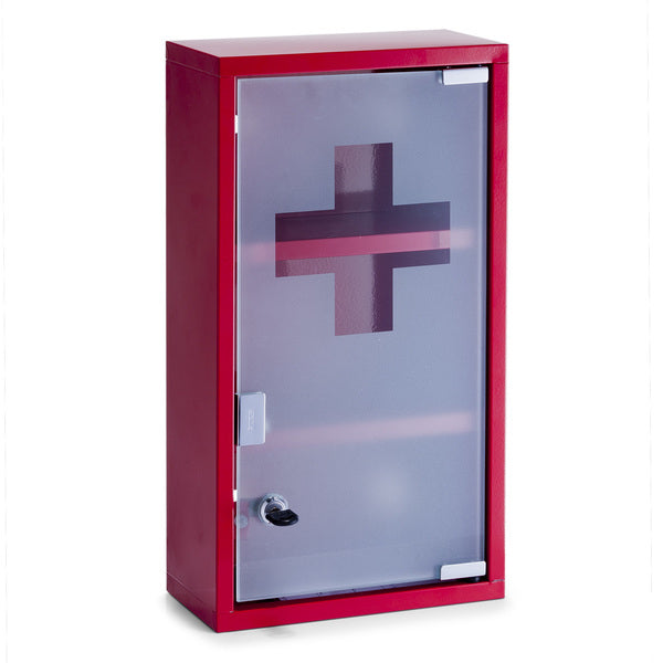 Zeller Present 18468 – Erste-Hilfe-Schrank, abschliessbar, Metall, 250 × 120 × 450 mm, rot