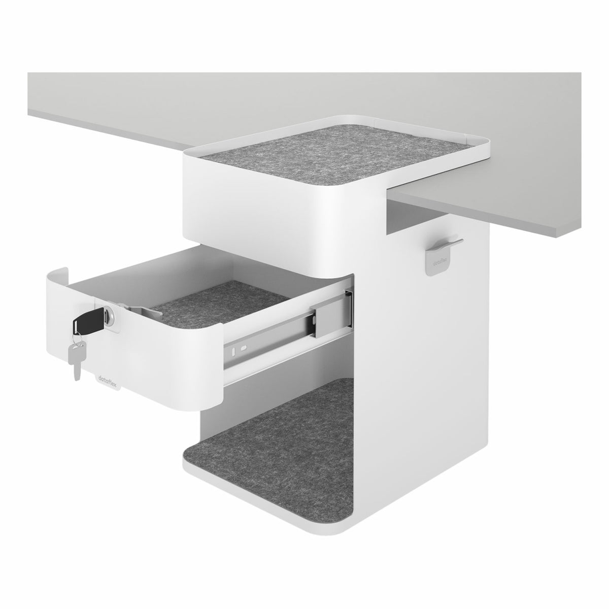 Dataflex Bento – Untertisch-Schrank, 1 Schublade, abschliessbar, 361 × 254 × 407 mm, Weiss, Stahl