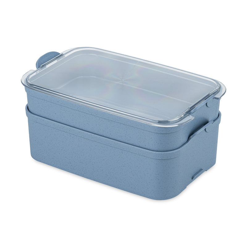 Koziol STAKK – Lunchbox 2 l, 14 × 22,8 × 10,8 cm, Biokunststoff, blau
