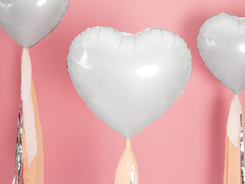 PartyDeco Folienballon Herz – Weiss – Ø 45 cm – Folie – 1 Stk