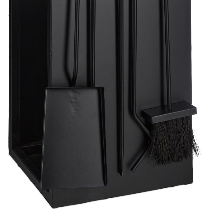 Relaxdays Kaminholzregal – Eisen/Aluminium/Jute – Schwarz – 360 × 765 × 300 mm