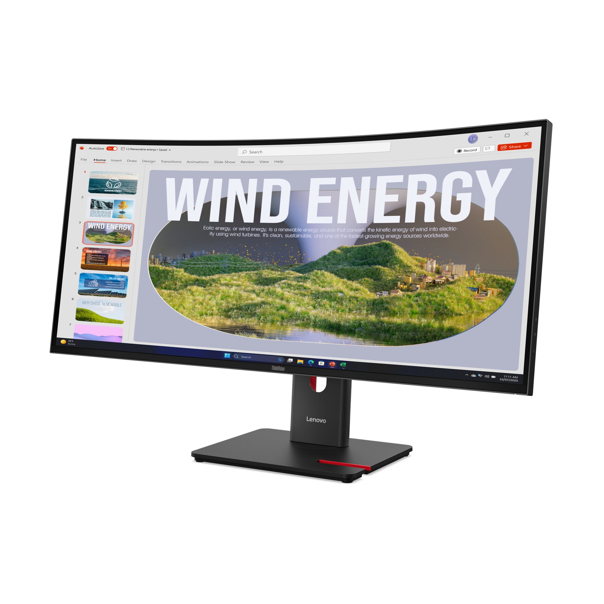 Lenovo ThinkVision T34WD-40 34" Curved, 3440 x 1440 (UWQHD), VA, 120 Hz, USB-C 100 W, LAN, HDR10
