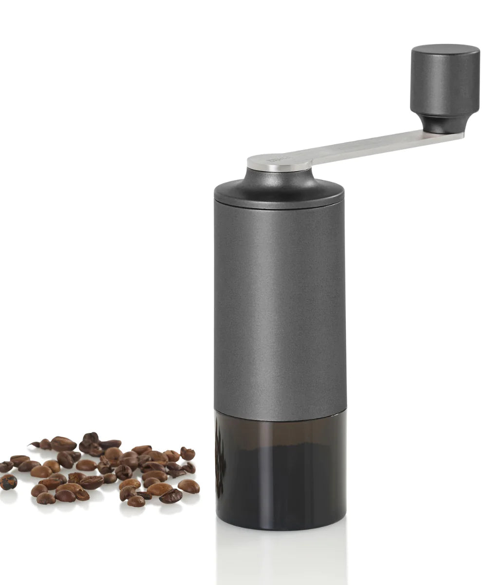 AdHoc Kaffeemühle 25 g, Ø 5,6 × 18,8 cm, Kunststoff/Edelstahl, Keramik-Mahlwerk, manuell, dunkelgrau