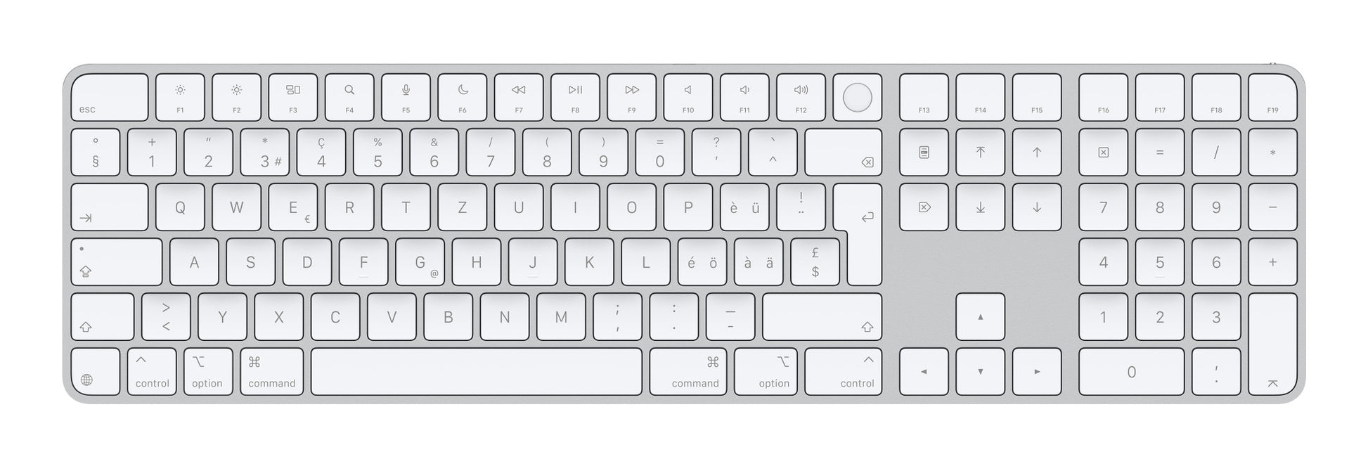 Apple Magic Keyboard mit Touch ID – Tastatur, kabellos (Bluetooth), CH-Layout (DE-CH) – für macOS