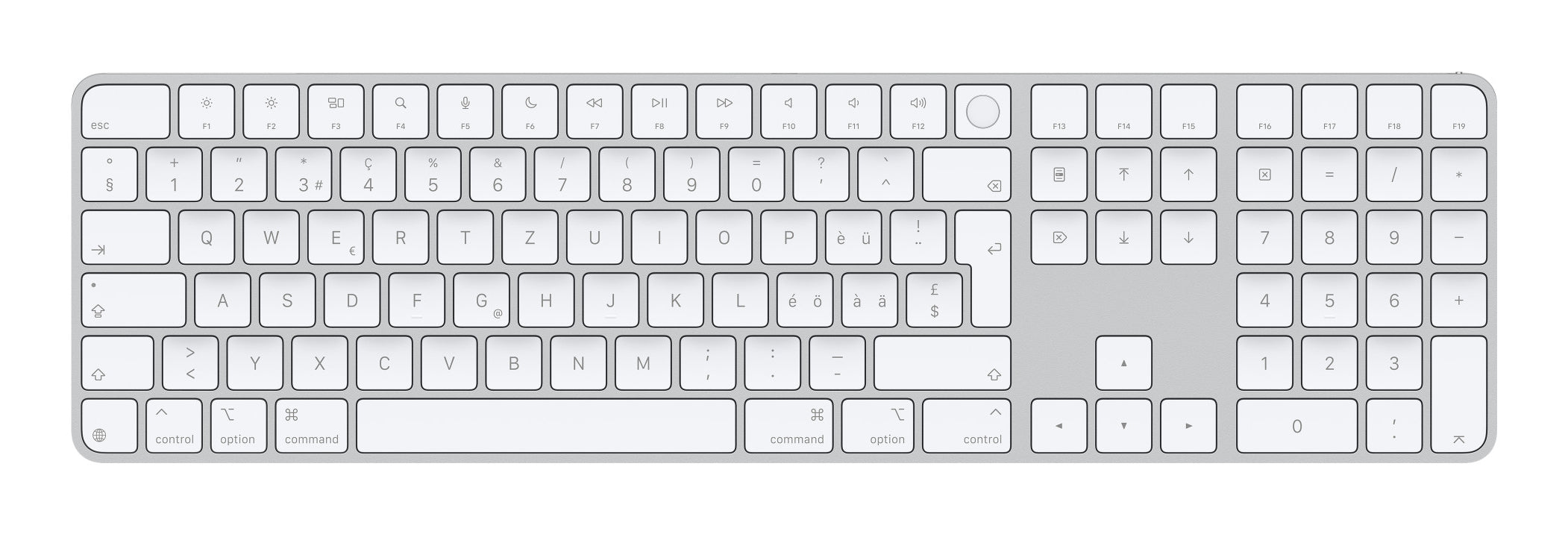 Apple Magic Keyboard mit Touch ID – Tastatur, kabellos (Bluetooth), CH-Layout (DE-CH) – für macOS