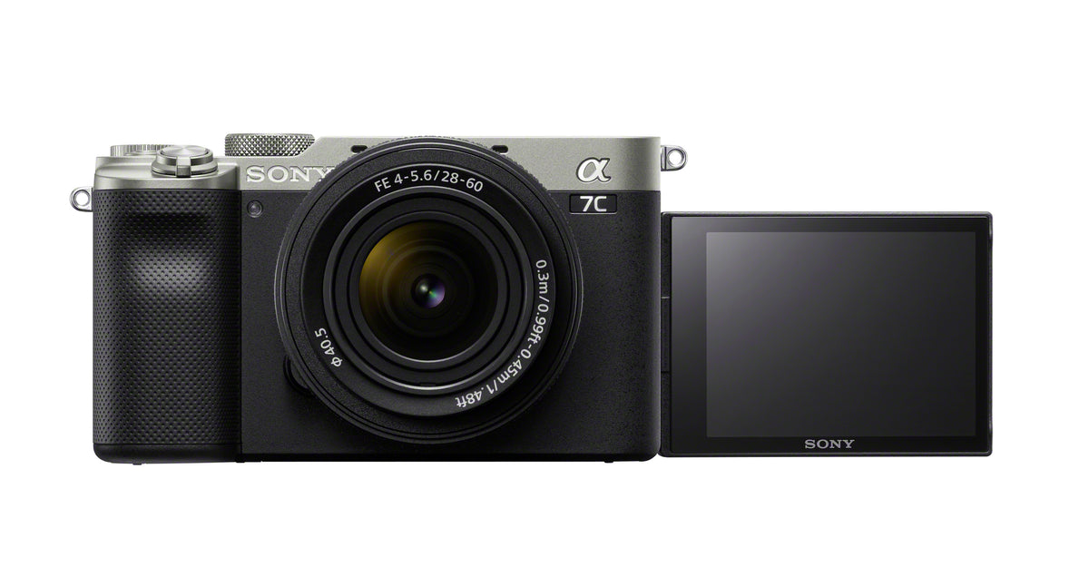 Sony Alpha 7C – Systemkamera Kit 28–60mm, 24,2 MP Vollformat, 4K, Silber