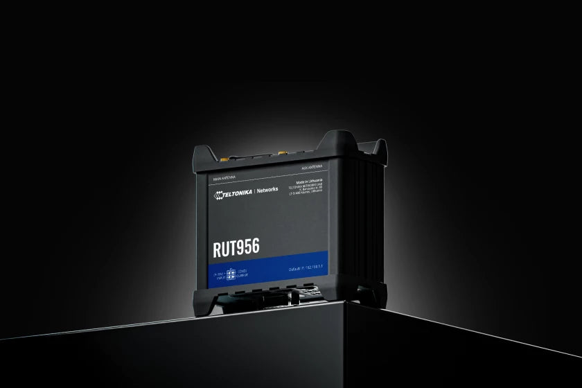 Teltonika RUT956 – LTE-Router, Wi‑Fi 4, 3x LAN (Fast Ethernet), Dual‑SIM, DIN-Schiene, Schwarz
