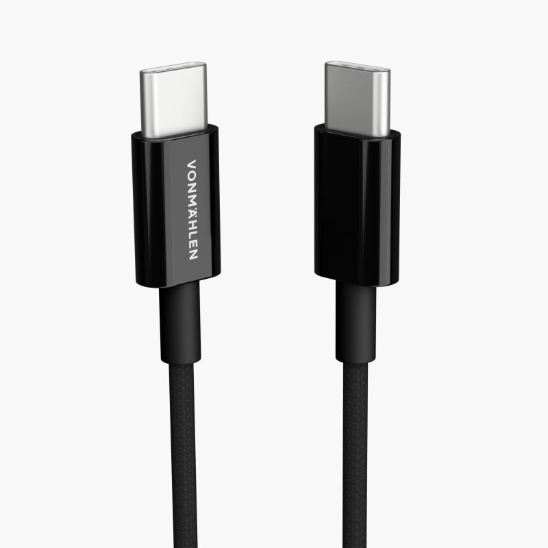 Vonmählen USB-C auf USB-C Kabel – USB 2.0 (480 Mbit/s) – 1 m – PD 60 W – Nylon – Schwarz